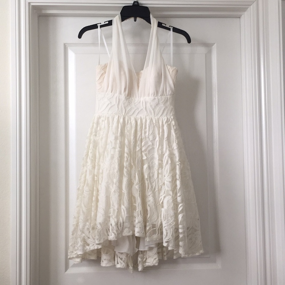 White halter lace dress